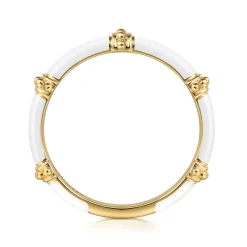 Hot Gabriel & Co. Enamel - 14K Yellow Gold Bujukan Bar Split Stackable with White Enamel