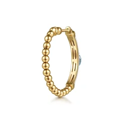 New Gabriel & Co. Enamel - 14K Yellow Gold Bujukan Beads and Blue Topaz Classic Hoop Earrings with White Enamel