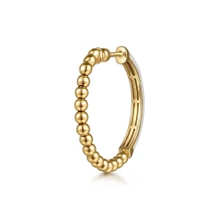 Outlet Gabriel & Co. Enamel - 14K Yellow Gold Bujukan Beads Classic Hoop Pyramid Earrings with White Enamel
