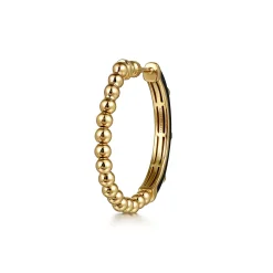 Best Gabriel & Co. Enamel - 14K Yellow Gold Bujukan Beads and Diamond Split Classic Hoop with Black Enamel