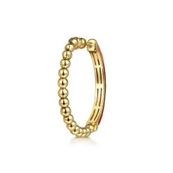 Online Gabriel & Co. Enamel - 14K Yellow Gold Bujukan Beads and Diamond Split Classic Hoop with Chrome Red Enamel