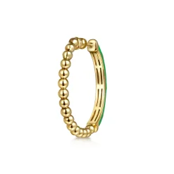 Sale Gabriel & Co. Enamel - 14K Yellow Gold Bujukan Beads and Diamond Split Classic Hoop with Emerald Green Enamel