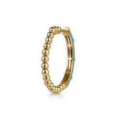 Sale Gabriel & Co. Enamel - 14K Yellow Gold Bujukan Beads and Diamond Split Classic Hoop with Dusk Blue Enamel