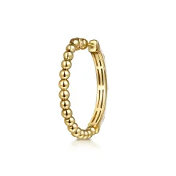 Hot Gabriel & Co. Enamel - 14K Yellow Gold Bujukan Beads and Diamond Split Classic Hoop with White Enamel