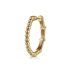 Gabriel & Co. Enamel - 14K Yellow Gold Bujukan Beads and Bar Split Classic Hoop with White Enamel