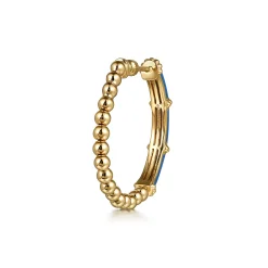 Discount Gabriel & Co. Enamel - 14K Yellow Gold Bujukan Beads and Bar Split Classic Hoop with Blue Enamel