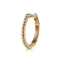 Outlet Gabriel & Co. Enamel - 14K Yellow Gold Bujukan Beads and Bar Split Classic Hoop with Chrome Red Enamel