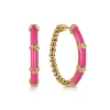 Online Gabriel & Co. Enamel - 14K Yellow Gold Bujukan Beads and Bar Split Classic Hoop with Fuchsia Enamel