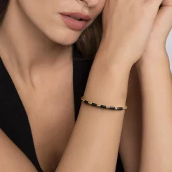 Gabriel & Co. Enamel - 14K Yellow Gold Bujukan Beads Split Bangle Bracelet with Black Enamel