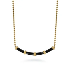 Online Gabriel & Co. Enamel - 14K Yellow Gold Bujukan Bar Necklace with Black Enamel