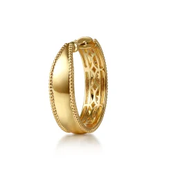 Clearance Gabriel & Co. Enamel - 14K Yellow Gold Bujukan Diamond Classic Hoop Earrings with Fuchsia Enamel