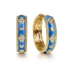 Hot Gabriel & Co. Enamel - 14K Yellow Gold Bujukan Diamond Classic Hoop Earrings with Blue Enamel