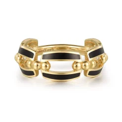 Sale Gabriel & Co. Enamel - 14K Yellow Gold Bujukan Link Chain Stackable with Black Enamel