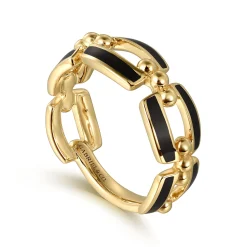 Sale Gabriel & Co. Enamel - 14K Yellow Gold Bujukan Link Chain Stackable with Black Enamel