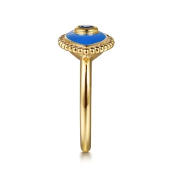Outlet Gabriel & Co. Enamel - 14K Yellow Gold Bujukan Sapphire Evil Eye Ring with Blue Enamel