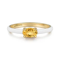 Outlet Gabriel & Co. Enamel - 14K Yellow Gold Citrine Cocktail Stackable with White Enamel