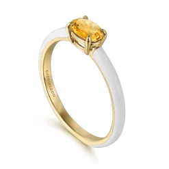Outlet Gabriel & Co. Enamel - 14K Yellow Gold Citrine Cocktail Stackable with White Enamel
