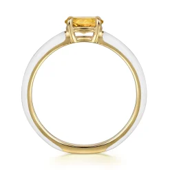 Outlet Gabriel & Co. Enamel - 14K Yellow Gold Citrine Cocktail Stackable with White Enamel