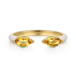 Gabriel & Co. Enamel - 14K Yellow Gold Citrine Open Stackable with White Enamel
