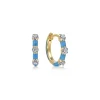 Discount Gabriel & Co. Enamel - 14K Yellow Gold Classic Diamond Station Huggies with Dusk Blue Enamel
