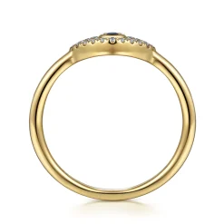 Discount Gabriel & Co. Enamel - 14K Yellow Gold Diamond and Blue Sapphire Evil Eye Stackable with White Enamel