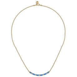 Hot Gabriel & Co. Enamel - 14K Yellow Gold Diamond Bar Necklace with Blue Enamel