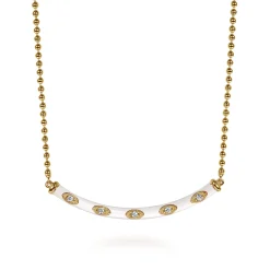 Hot Gabriel & Co. Enamel - 14K Yellow Gold Diamond Bar Necklace with White Enamel