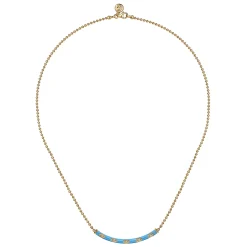 Online Gabriel & Co. Enamel - 14K Yellow Gold Diamond Bar Necklace with Dusk Blue Enamel