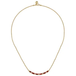 Gabriel & Co. Enamel - 14K Yellow Gold Diamond Bar Necklace with Chrome Red Enamel
