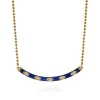 Clearance Gabriel & Co. Enamel - 14K Yellow Gold Diamond Bar Necklace with Chrome Blue Enamel