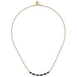 Clearance Gabriel & Co. Enamel - 14K Yellow Gold Diamond Bar Necklace with Chrome Blue Enamel