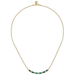 Sale Gabriel & Co. Enamel - 14K Yellow Gold Diamond Bar Necklace with Chrome Green Enamel