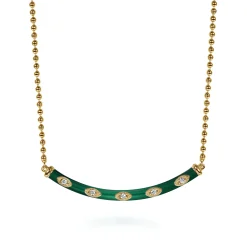 Sale Gabriel & Co. Enamel - 14K Yellow Gold Diamond Bar Necklace with Chrome Green Enamel