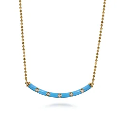Online Gabriel & Co. Enamel - 14K Yellow Gold Diamond Bar Necklace with Dusk Blue Enamel