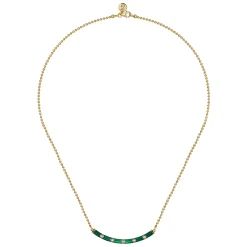 Sale Gabriel & Co. Enamel - 14K Yellow Gold Diamond Bar Necklace with Chrome Green Enamel