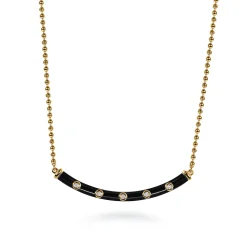 Hot Gabriel & Co. Enamel - 14K Yellow Gold Diamond Bar Necklace with Black Enamel