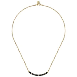 Hot Gabriel & Co. Enamel - 14K Yellow Gold Diamond Bar Necklace with Black Enamel