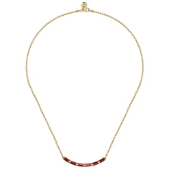 Best Gabriel & Co. Enamel - 14K Yellow Gold Diamond Bar Necklace with Chrome Red Enamel