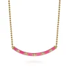 Sale Gabriel & Co. Enamel - 14K Yellow Gold Diamond Bar Necklace with Fuchsia Enamel