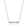 Clearance Gabriel & Co. Enamel - 14K Yellow Gold Diamond Bar Necklace with Dusk Blue Enamel