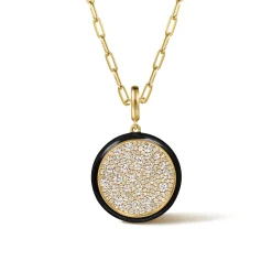 Online Gabriel & Co. Enamel - 14K Yellow Gold Diamond Medallion With Detachable Bail with Black Enamel