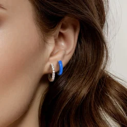 Gabriel & Co. Enamel - 14K Yellow Gold Diamond Stuggeis with Blue Enamel