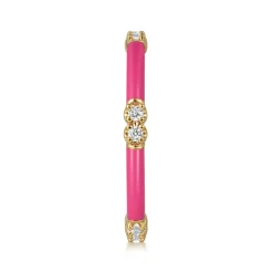 Outlet Gabriel & Co. Enamel - 14K Yellow Gold Diamond Station Stackable with Fuchsia Enamel