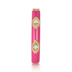 Gabriel & Co. Enamel - 14K Yellow Gold Diamond Split Stackable with Fuchsia Enamel