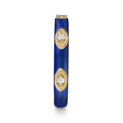 Best Gabriel & Co. Enamel - 14K Yellow Gold Diamond Split Stackable with Chrome Blue Enamel