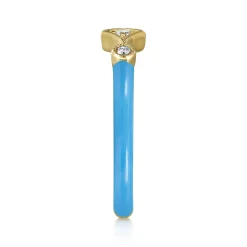 Gabriel & Co. Enamel - 14K Yellow Gold Diamond Split Stackable with Dusk Blue Enamel