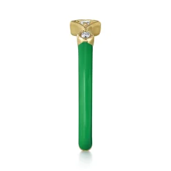 Sale Gabriel & Co. Enamel - 14K Yellow Gold Diamond Split Stackable with Emerald Green Enamel