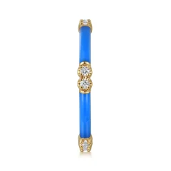 Gabriel & Co. Enamel - 14K Yellow Gold Diamond Station Stackable with Blue Enamel