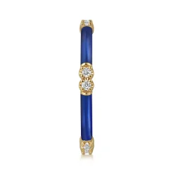 Outlet Gabriel & Co. Enamel - 14K Yellow Gold Diamond Station Stackable with Chrome Blue Enamel