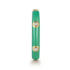 Clearance Gabriel & Co. Enamel - 14K Yellow Gold Diamond Split Stackable with Mint Green Enamel